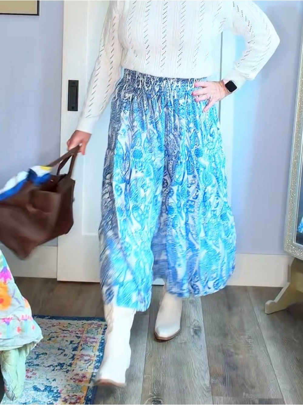 Cupshe Blue Paisley Maxi Skirt